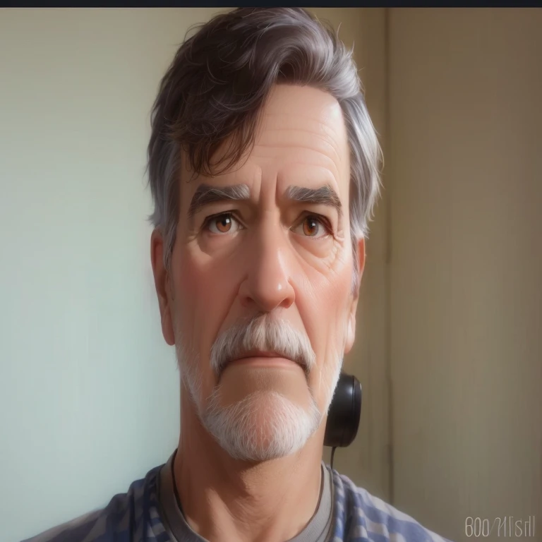 create pixar character looking 60 years old