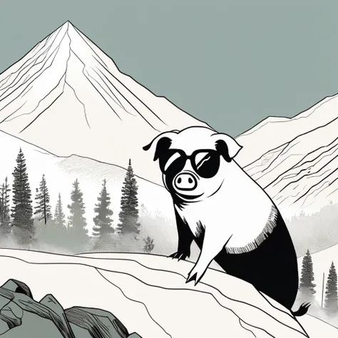 pig-like , sweet,art by Sophie Roach , art by Jon Klassen , art by Michael Cho , art by Sophie Roach、sunglasses,campimg,smoking,mountain climbing