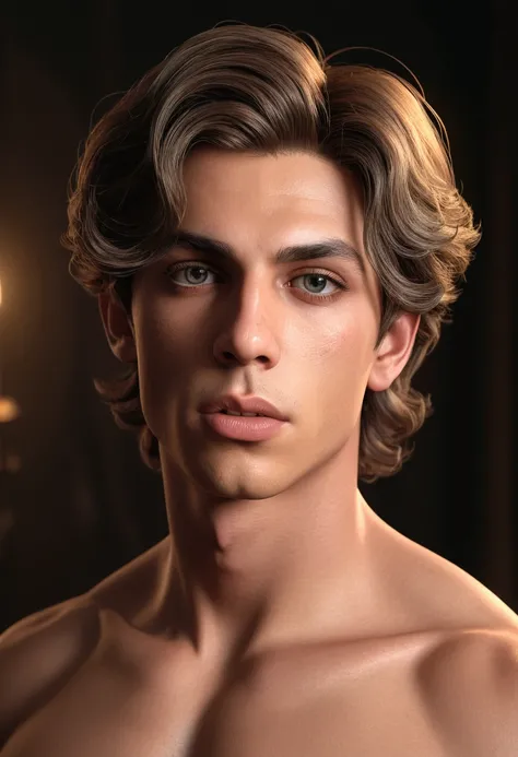 realistic highly detailed portrait of a transexual boy with big breasts and large male genitalia, extremely detailed face and body, beautiful eyes, full lips, elegant facial features, flawless skin, dramatic lighting, photorealistic, 8k, cinematic, intrica...