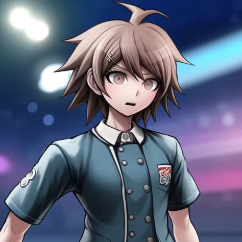 creative design, danganronpa style, thick lines, full-body, detailed face, komatsuzaki rui style, motion lines, bokeh, anatomically correct, UHD, masterpiece