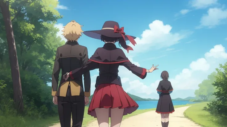 the three of us advance, brimming with anticipation for what lies ahead. it appears that an extraordinary anime-like adventure a...