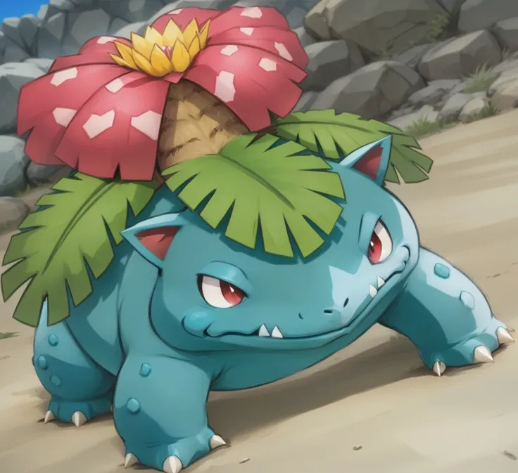 venusaur pokemon, cinematic composition, realistic, proportional