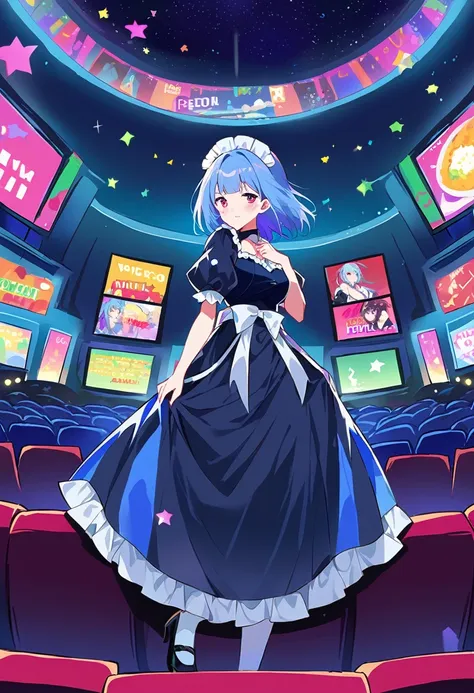 (((pixel perfect)))short hair,blue hair,remの髪型,alone, 1 girl,rem,big breasts,(rem風髪飾り)(rem風カチューシャ)roswaal mansion maid outfit,mo...