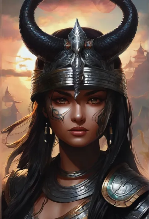  "Girl warrior dark style with serpent" 