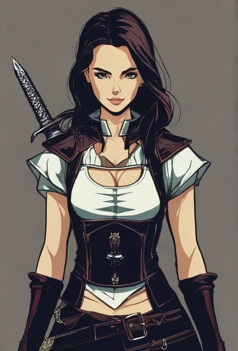  "Girl corpo inteiro with sword and dark style."