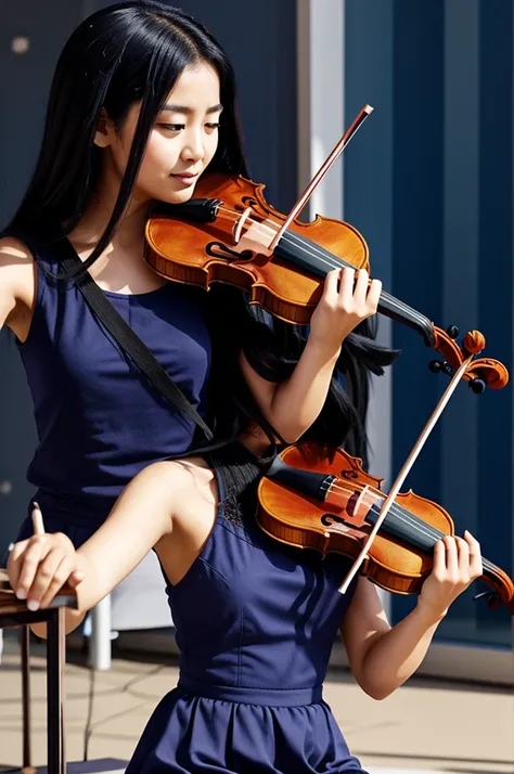 Kuromi playing the violin pixelated 