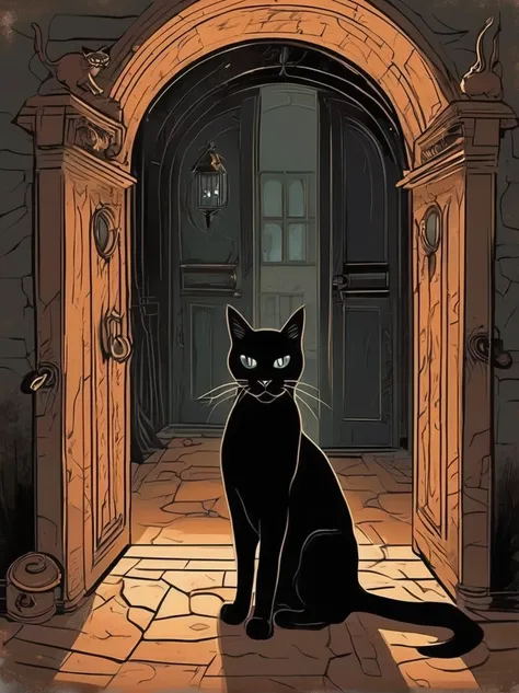 In an ancient manor, the spirit of a
black cat wanders through the
halls, its eyes glowing with a
supernatural light. It is said to be
the familiar of a witch who once
lived there, and it watches over
the house, cursing those who
bring harm to its domain.
