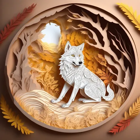 paperCut, a wolf, Coloring page for kids, cartoon style, linhas grossas, for laser cutting
