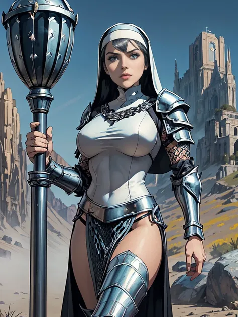 (masterpiece, top quality, best quality, official art, beautiful and aesthetic:1.2), (1girl:1.3), ((Sharp facial features, sharp features, hawkish features)), ((blue eyes)), busty paladin knight girl, extremely detailed, portrait, looking at viewer, solo, ...