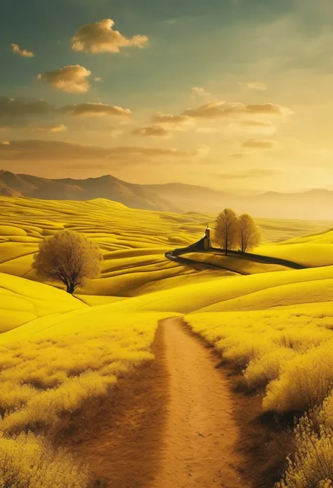 yellow aesthetic landscape, 8k, masterpiece,