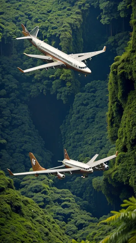 Airplane, discovered in Amazon jungle, rusted, moss, cliff