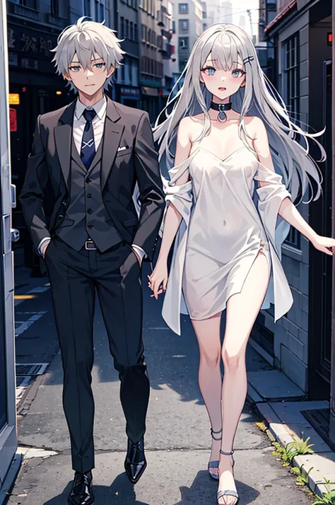 
Animated image of a naked woman wearing a collar and a man in a suit, , Gray-haired deity, Gray-haired, perfect Gray-haired girl, Gray-haired, Top rated on pixiv, Ahegao, , shikamimi, tensei shitara slime datta ken, Enchanting anime girl, Gray-haired lady