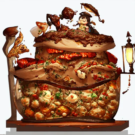 [(White Background:1.4)::5],(Little:1.3),Bottle bottom,Lamp stand,pedestal,platform,(Delicious food:1.8)