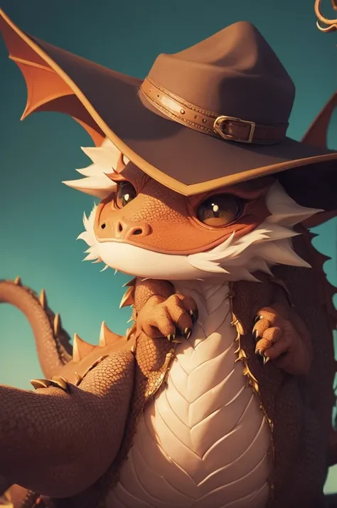 Cute dragon wearing a hat