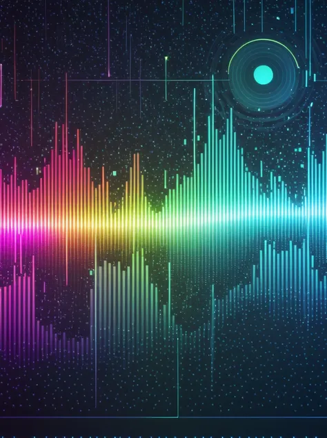 a close up of a graphic of a sound wave with a lot of different colors, abstract art representing data, sound waves, sound wave,...