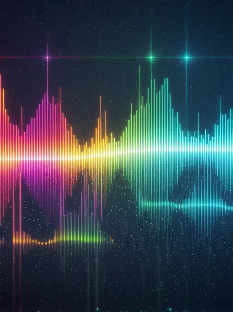 a close up of a graphic of a sound wave with a lot of different colors, abstract art representing data, sound waves, sound wave,...