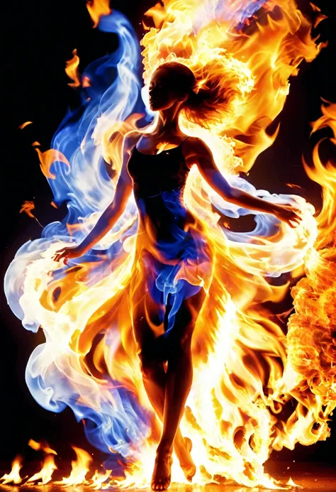 Flame/flame/blaze, (1 girl), ( dancers ) Just refine the details of the image