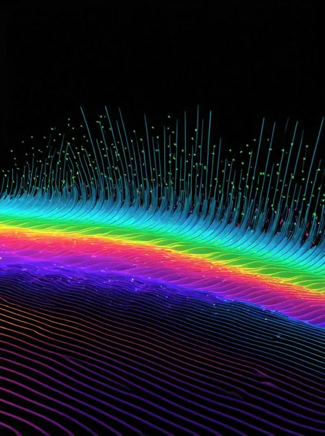 a close up of a graphic of a sound wave with a lot of different colors, abstract art representing data, sound waves, sound wave,...