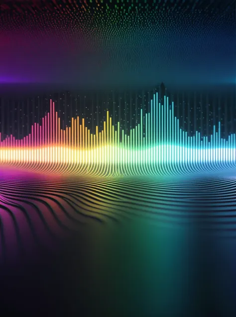 a close up of a graphic of a sound wave with a lot of different colors, abstract art representing data, sound waves, sound wave,...