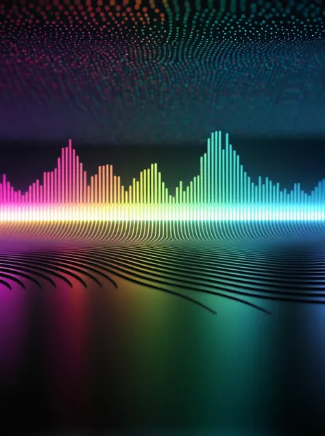 a close up of a graphic of a sound wave with a lot of different colors with circles, abstract art representing data, sound waves...