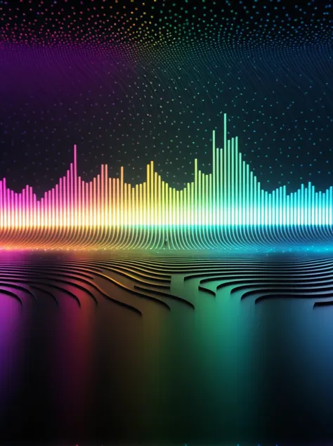 a close up of a graphic of a sound wave with a lot of different colors with circles, abstract art representing data, sound waves...