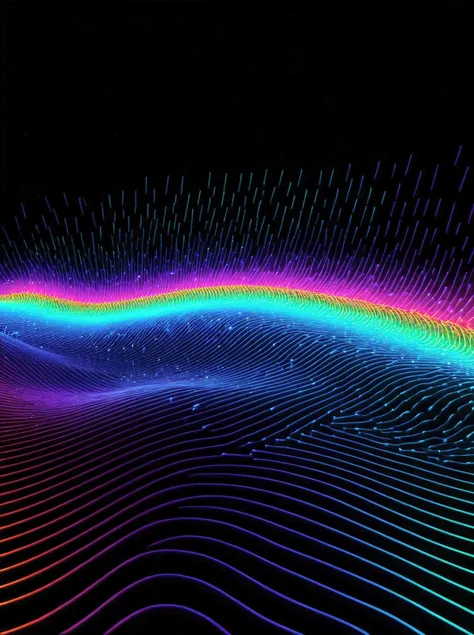 a close up of a graphic of a sound wave with a lot of different colors, abstract art representing data, sound waves, sound wave,...