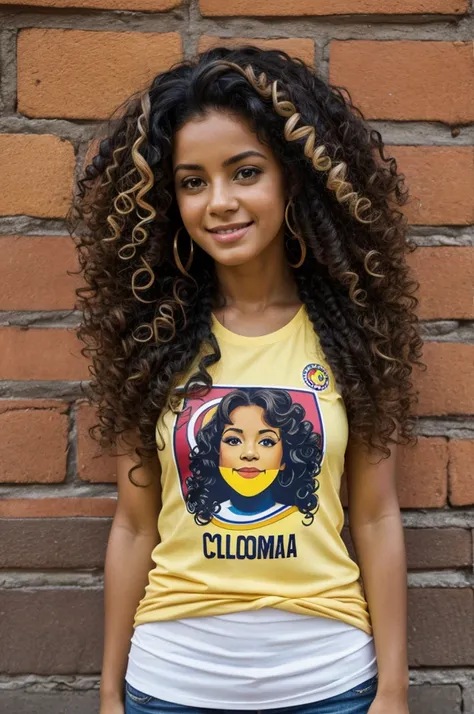 Women, COLOMBIA T-SHIRT, gina, curly hair, long hair