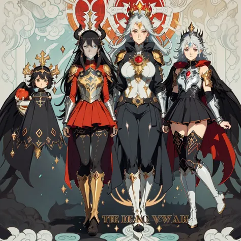 (((three personagem))), boys, (((darkskin)))), Black hair with ponytail, clear blue eyes, Round glasses with small dark lenses, This lens is orange, and the Light Blue frame, (((Black metallic gauntlets and greaves with red and silver highlights)), leather...