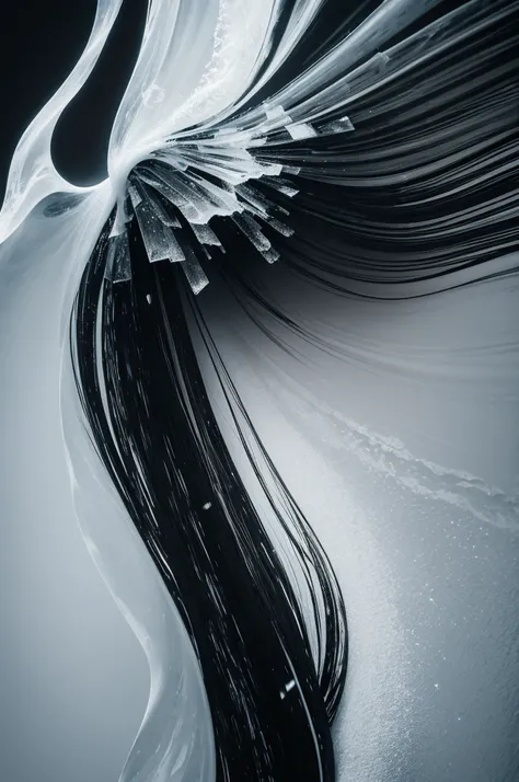 Image of black shadows and white icy air intertwining