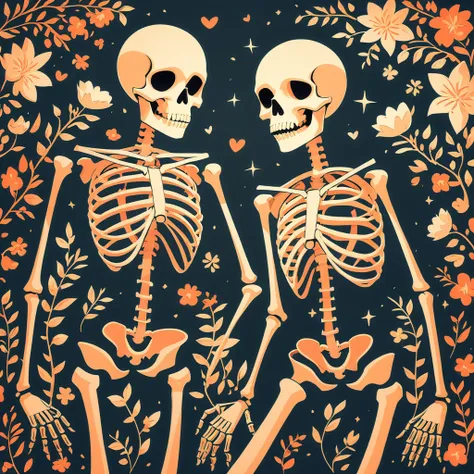 Skeletons in illustration art style
