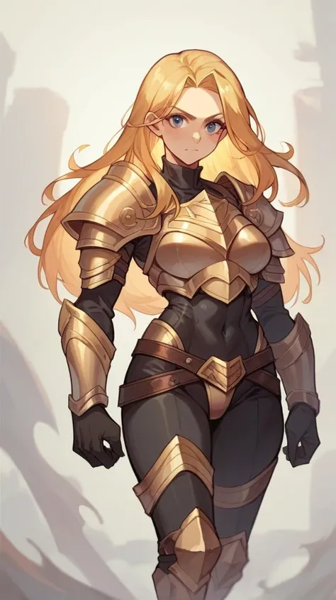 Hero in armor saving golden-haired lady 