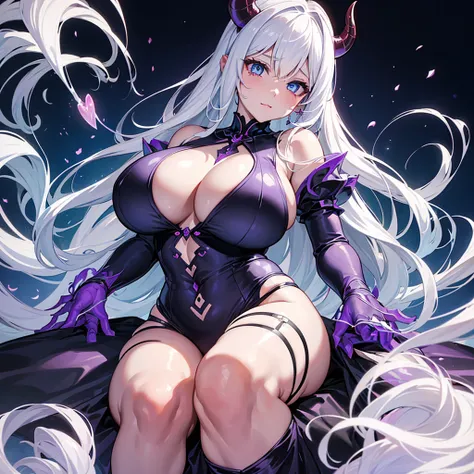 ((demon woman)) sitting in a chair and she is your mother and she has ultra mega hyper huge breasts and she has white hair and blue eyes and she has hashira clothes from Kimtsu no yaiba and fluids are coming out of her clothes from the part of her vagina H...