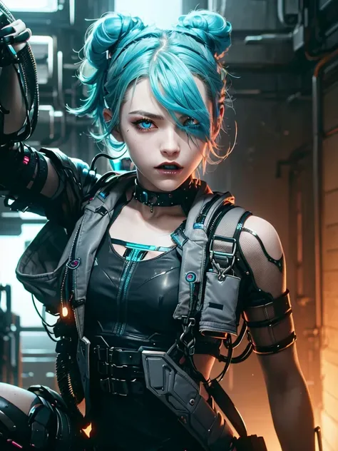 Femboy, cyberpunk style, blue hair, blue eyes, 1boy