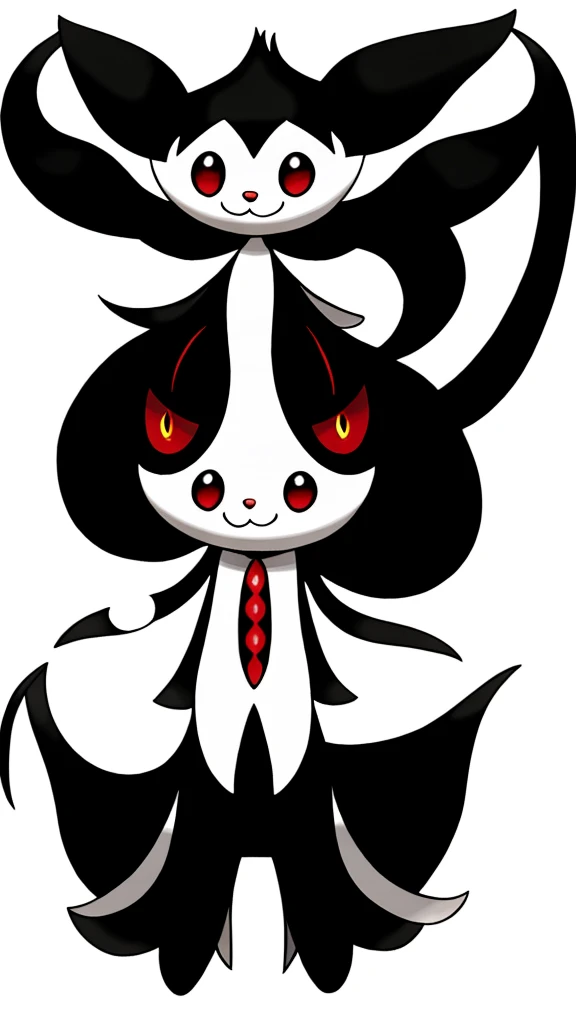 White hair，bit girl，dual horsetail，black-skinned，One eye is covered by bangs，cat ear，the maid outfit，Devilish charm，Sinister smile，Black whites of the eyeagic Array，Black and red background，slope，Cthulhu，Dark