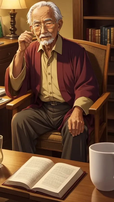 A wise old man who tells stories in anime form 