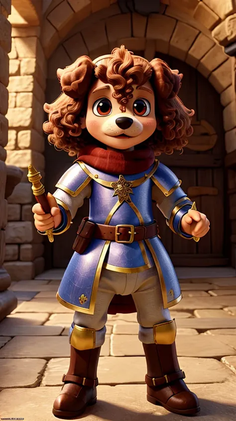 Highest quality,high resolution,Toy poodle becomes a medieval knight,Fantasy,mysterious,Fantasy,anime,3d