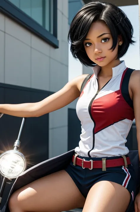 My hero Academia girl with light skin and short black hair