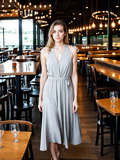 best realistic photography , beautiful female ,dress ,restaurant