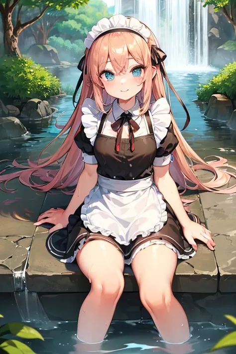 (Super best quality:1.6), (Highest quality:1.4), (Attention to detail:1.4), (Ultra-high resolution:1.6), (Detailed face), (Maid clothes, White apron, Headband, Black Dress, ribbon, Maid clothes, Classic, Long:1.4), (白と黒のMaid clothes), Blonde, Blue Eyes, Ca...