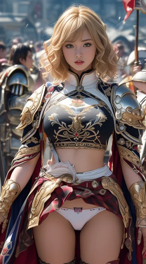 Very beautiful woman、Slender women、(Detailed face)、Realistic Skin、((Holy Knight)), ((Pearl White Armor))、((((A black armor with extremely detailed and intricate decoration.:1.1))))、((Delicate photo))，(Girl Astepeace RAW Photo Details:1.25), (Highest qualit...