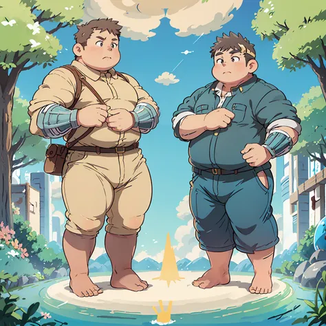 Epic Citizen Zootopia style, My Heroe Academia Character, Dungeons and Dragons style, A poor villager, Real life, Anime serie, Anime character, Obese muscle Obese Sumo wrestler Werebeast Kid, full body pic (obese, strong legs and arms) Sumo wrestler Werebe...