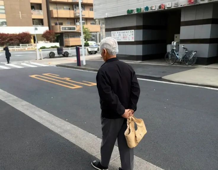 elder、Back view、Gray Hair