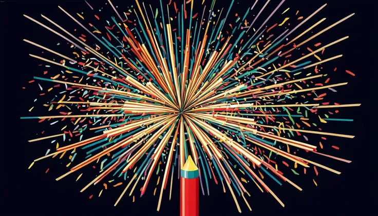 Illustration of firecrackers exploding beautifully and colorfully