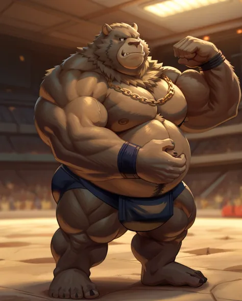 Epic Citizen Zootopia style, My Heroe Academia Character, Dungeons and Dragons style, A poor villager, Real life, Anime serie, Anime character, Obese muscle Obese Sumo wrestler Werebeast Kid, full body pic (obese, strong legs and arms) Sumo wrestler Werebe...