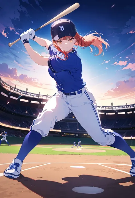 athlete,Baseball arena,Girl playing baseball,a baseball player batting, extremely detailed, 8K, studio lighting, vivid colors, dynamic action pose, detailed uniform, determined facial expression, swinging a baseball bat, playing on a baseball field, perfec...