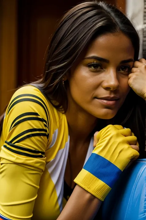 Woman watching the Colombia and Argentina match 