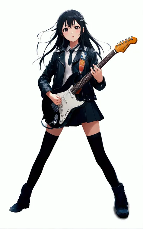 Long black hair anime girl holding a guitar, Girl playing guitar, intricate anime girl K-is kyoani, Kotegawa Yui, guitarist, Ishida Sui with black hair, High quality artwork, Tifa, K-is, Guitar solo, Lead guitar, K-is!, Cute 3D anime girl render, Lockout, ...