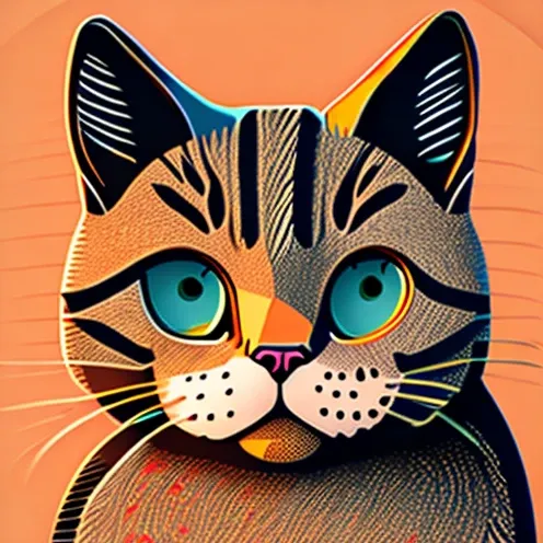 cat face close-up, children's book illustration style, high quality, vector art, line art