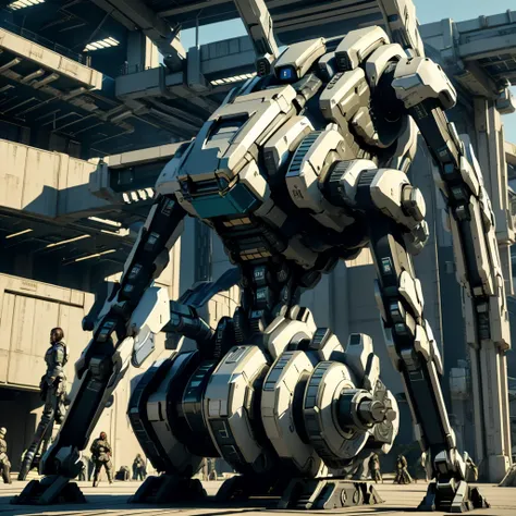 a gigantic robot that people can ride in，combat robot，quadrupedal，weapon equipment，anime art，warrior，masterpiece，perfection，scie...