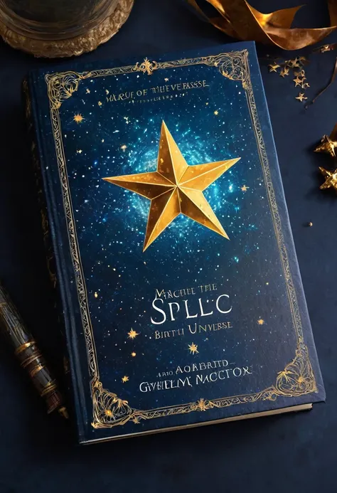 a book with a star on it and a book cover, march, magic book, ridley scott universe, with book of science, secret, rob mcnaughton, magic, universe, birth of the universe, universe life significance, fantasy book cover, comic book cover, marvel universe, ho...